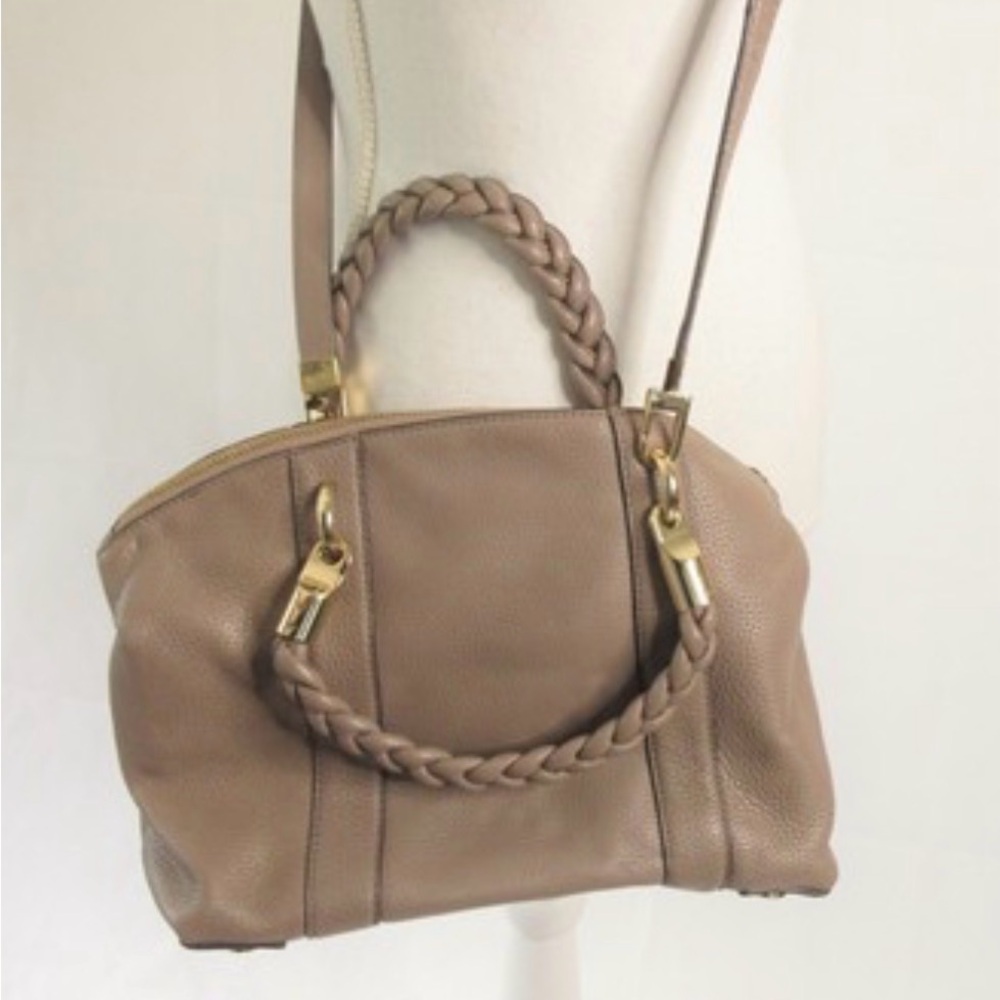Michael Kors EUC Naomi Pebbled Leather Satchel Convertible Crossbody Bag Taupe